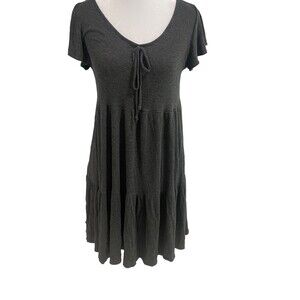 See You Monday High Waisted Dark Gray Charcoal Midi Casual Dress XL